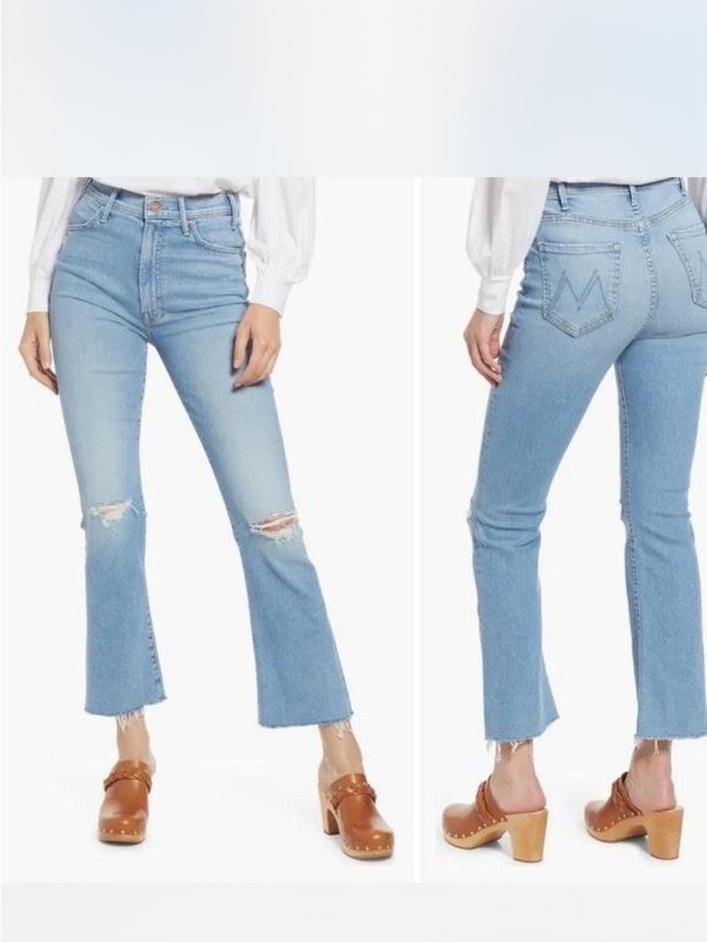 Mother Denim The Hustler Ankle Fray Thrilling Shots Light Wash High Rise Sz 27
